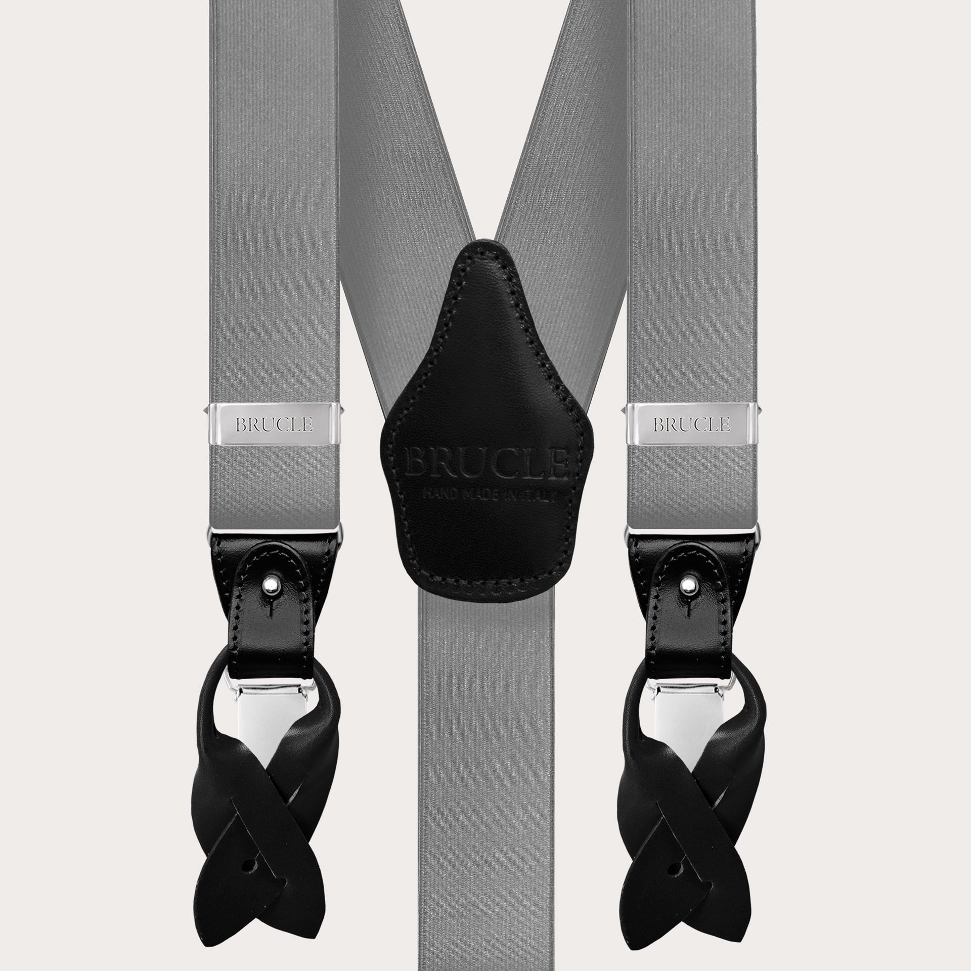Bretelle eleganti in raso elastico grigio