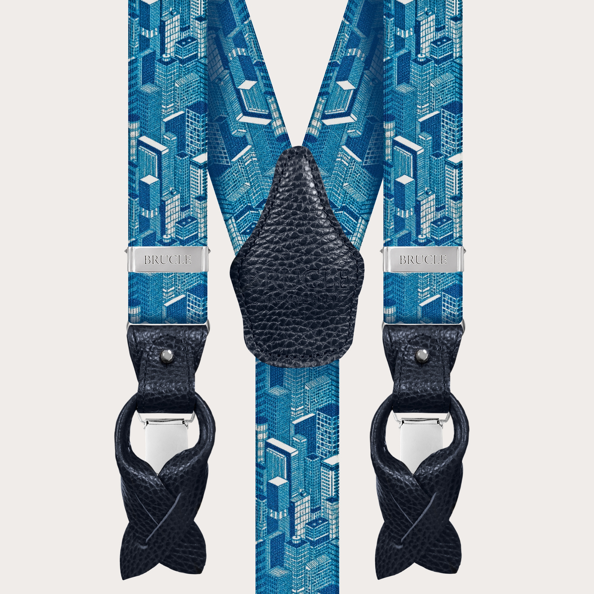 Hosenträger herren damen Wolkenkratzer Motiv blau