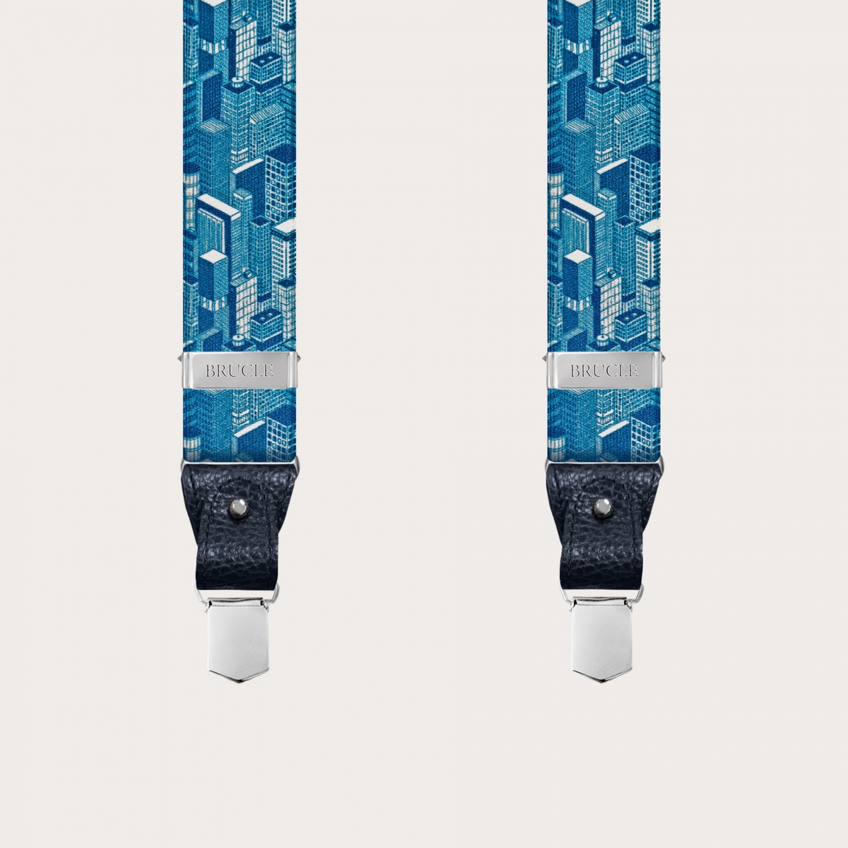 Hosenträger herren damen Wolkenkratzer Motiv blau