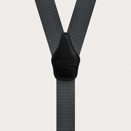 Y-shape grey elastic suspenders with dotted pattern