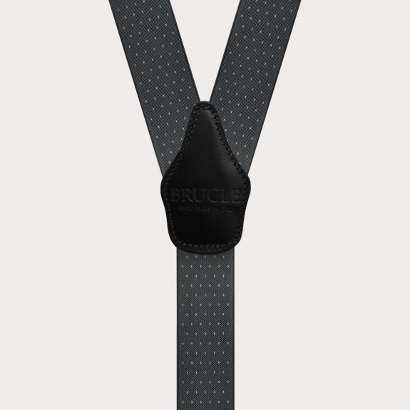 Y-shape elastic suspenders, dotted grey