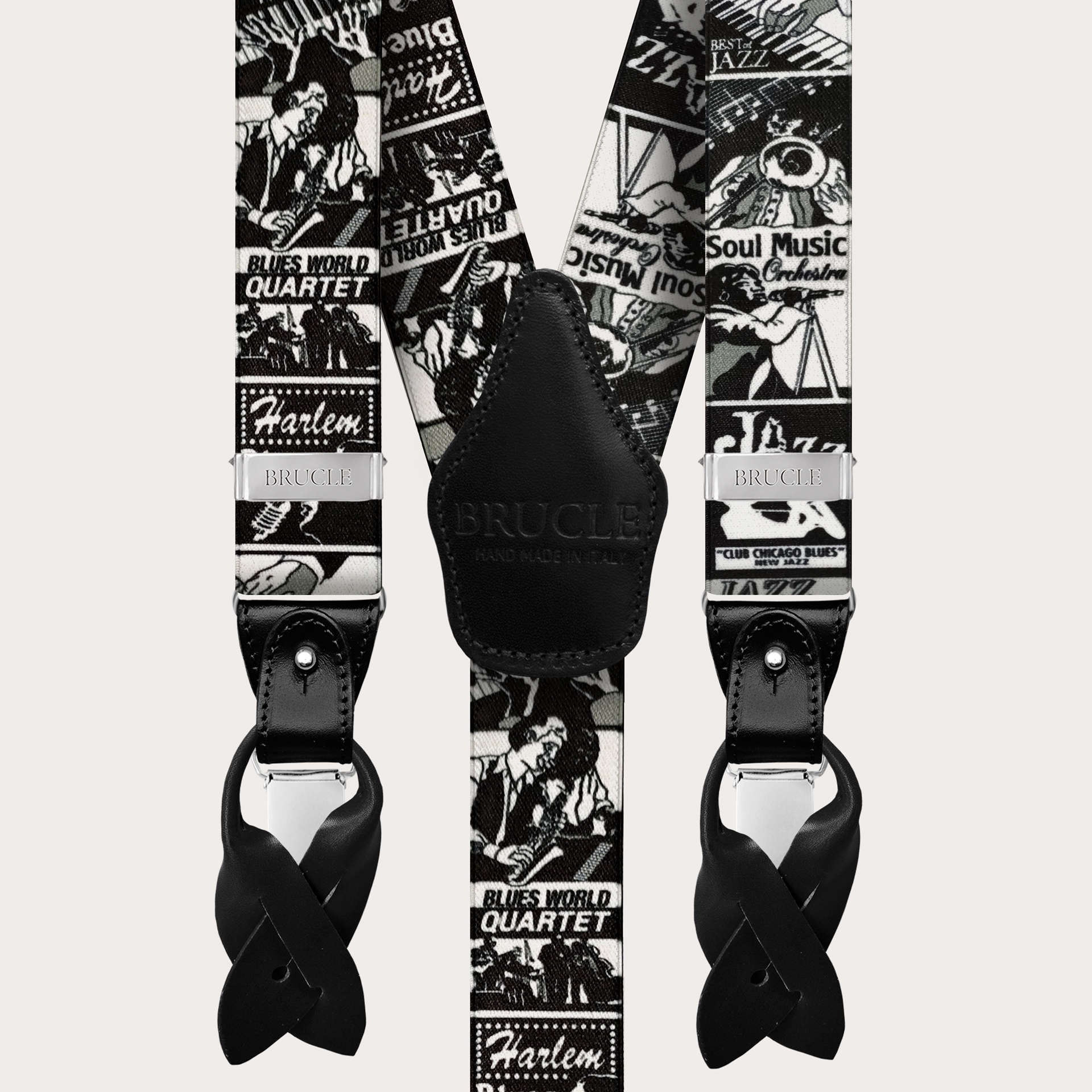 BRUCLE Elastic suspenders with Jazz pattern