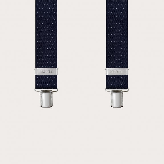 Bretelles larges à pois bleu avec 3 clips