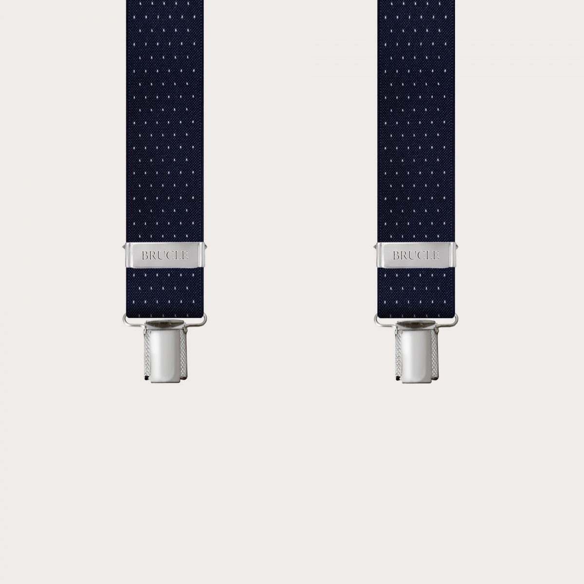 Bretelles larges à pois bleu avec 3 clips