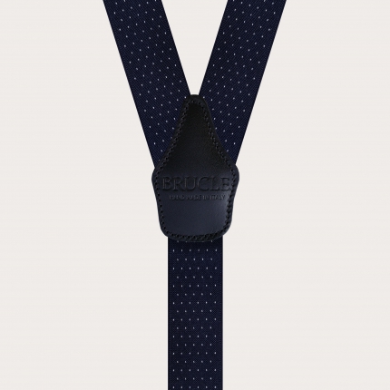 Unisex blue Y-shaped suspenders with dotted pattern