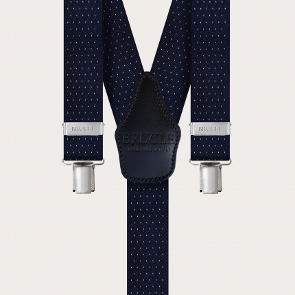 Tirantes unisex azul en forma de Y con estampado de puntos