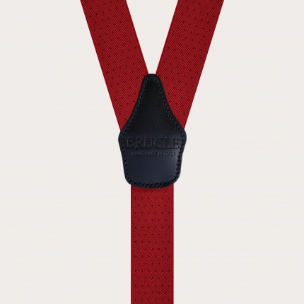 Unisex red Y-shaped suspenders with dotted pattern