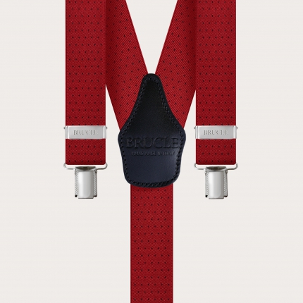 Unisex red Y-shaped suspenders with dotted pattern