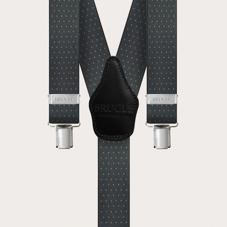 Bretelle unisex a Y grigie con pattern puntaspillo