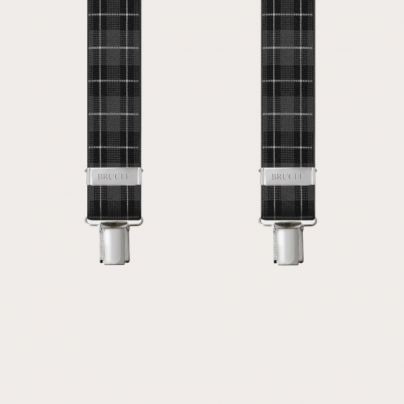 Bretelle unisex a Y scozzese grigie