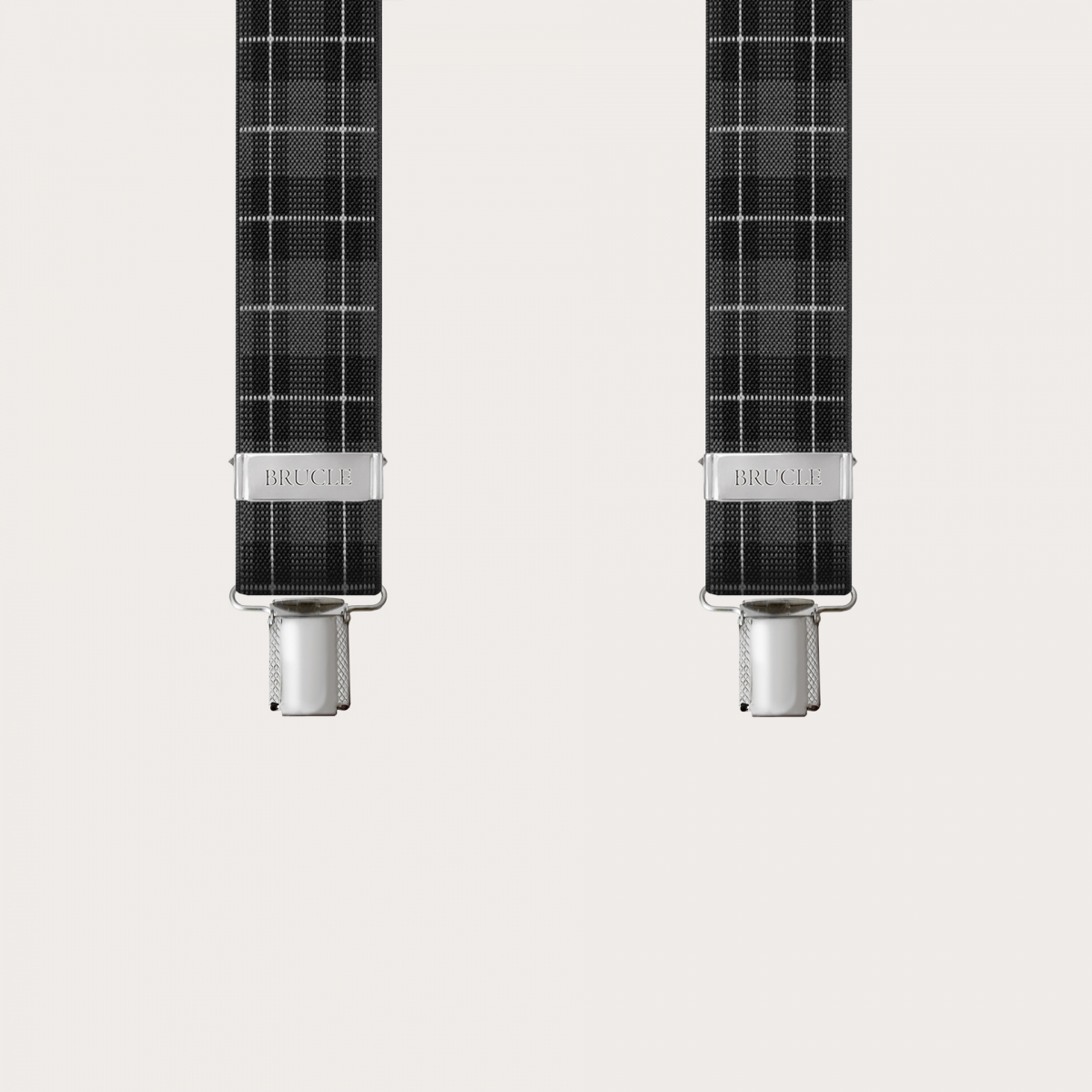 Bretelles larges écossais gris avec 3 clips