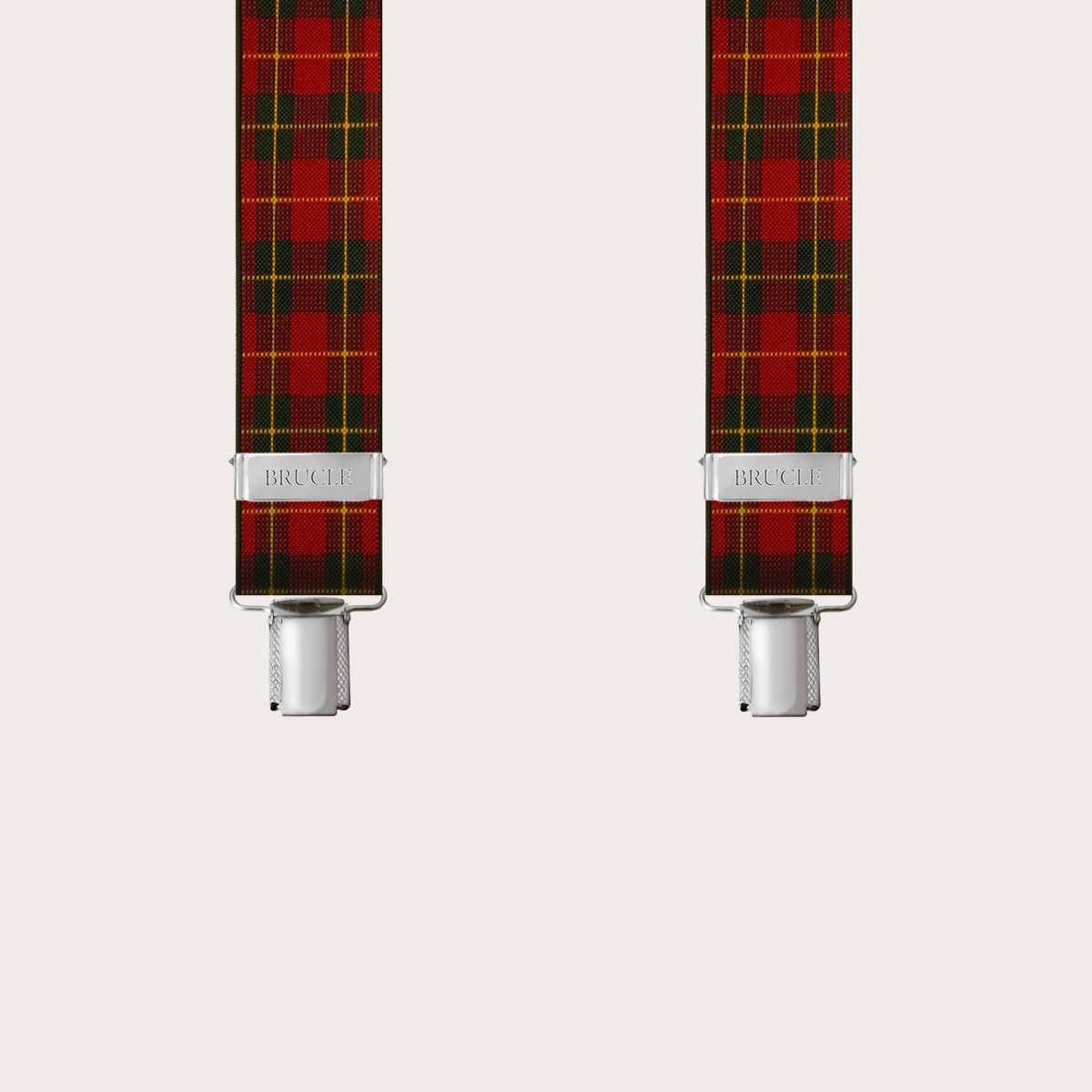 Bretelles larges écossais rouge avec 3 clips