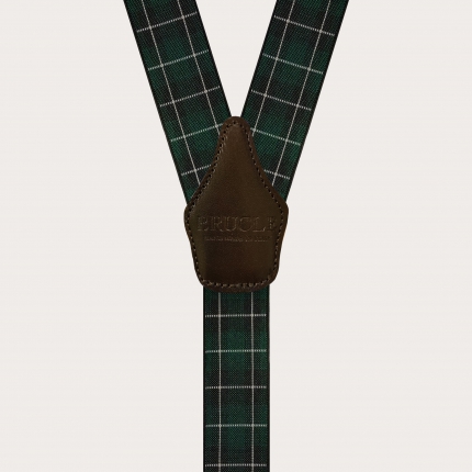 Elastische Unisex-Hosenträger mit grünem Schottenmuster