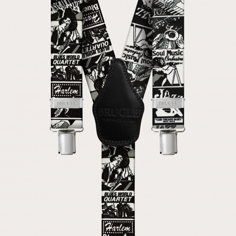 Tirantes unisex en forma de Y con estampado de jazz