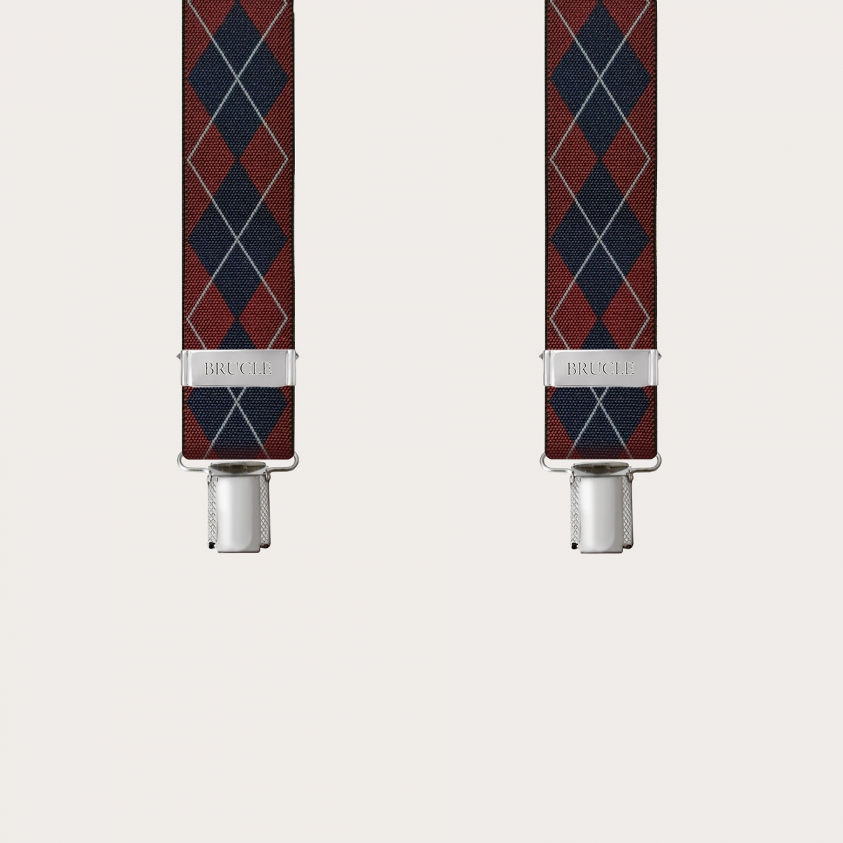 Bretelles larges tartans bleu rouge avec 3 clips