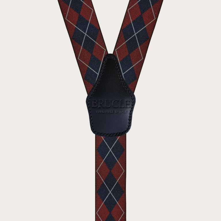 Unisex Y-shaped with blue and red checked pattern