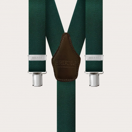 Y-shape elastic suspenders with clips, green