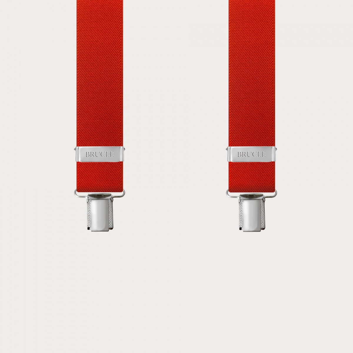 Y-shape elastic suspenders with clips, red