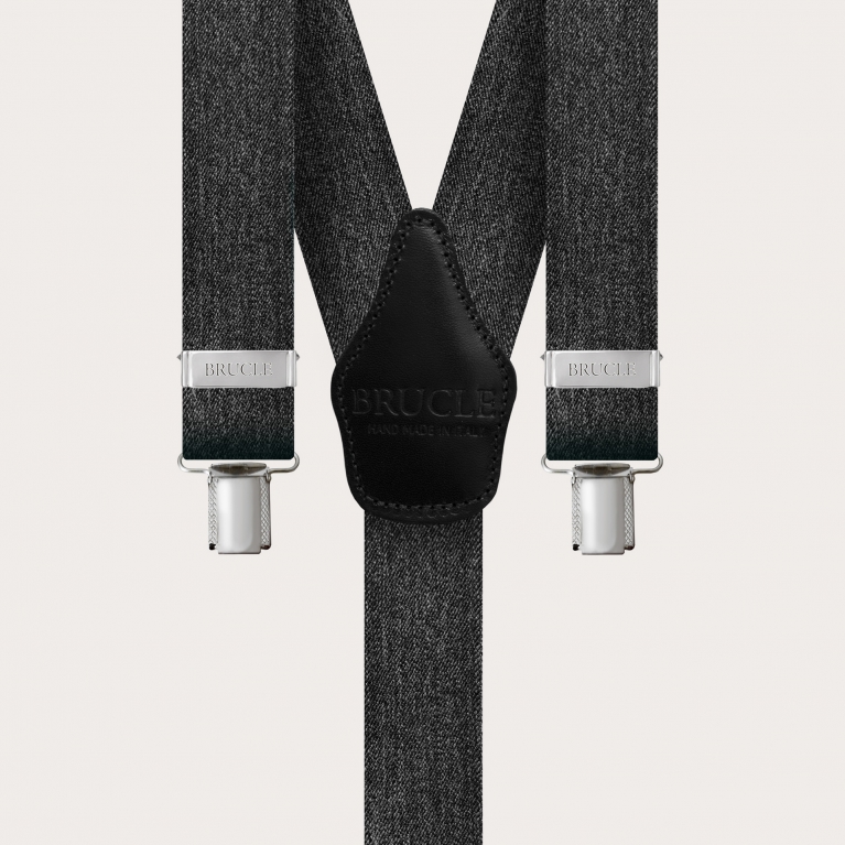 Unisex schwarze Hosenträger in Y-Form mit Jeans-Effekt