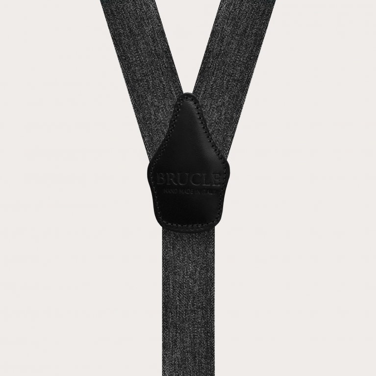Unisex black Y-shaped suspenders with jeans effect