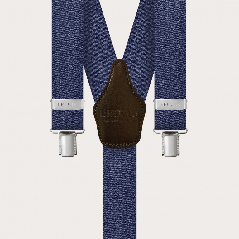 Unisex blue jeans-effect Y-shaped suspenders