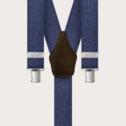 Bretelles unisexe bleu en forme de Y effet jeans