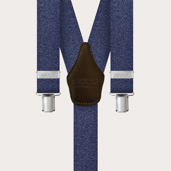 Bretelles larges jeans bleu avec 3 clips