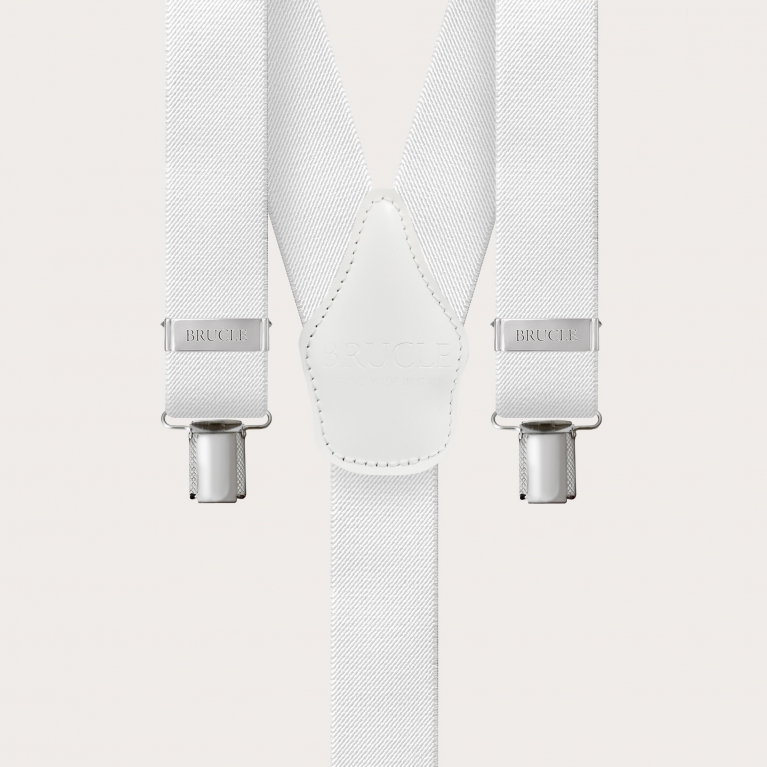 Unisex Y-shaped suspenders, white
