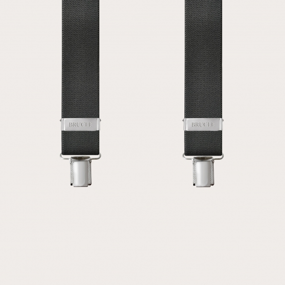 Bretelles larges gris avec 3 clips