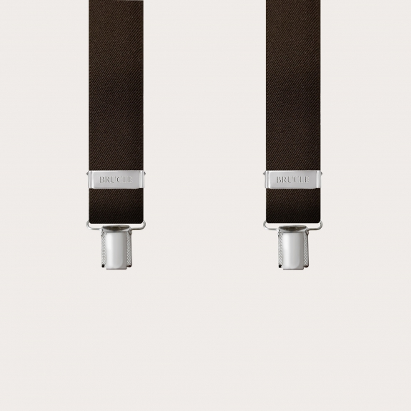 BRUCLE Unisex nickel free suspenders, dark brown