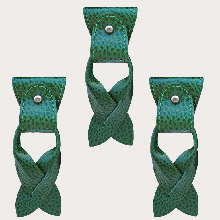 Set ricambio per bretelle terminali+ baffi per bottoni, verde pelle bottalata