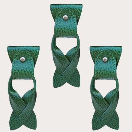 Replacement for Y-shape suspenders ends+ears strips for button end, green