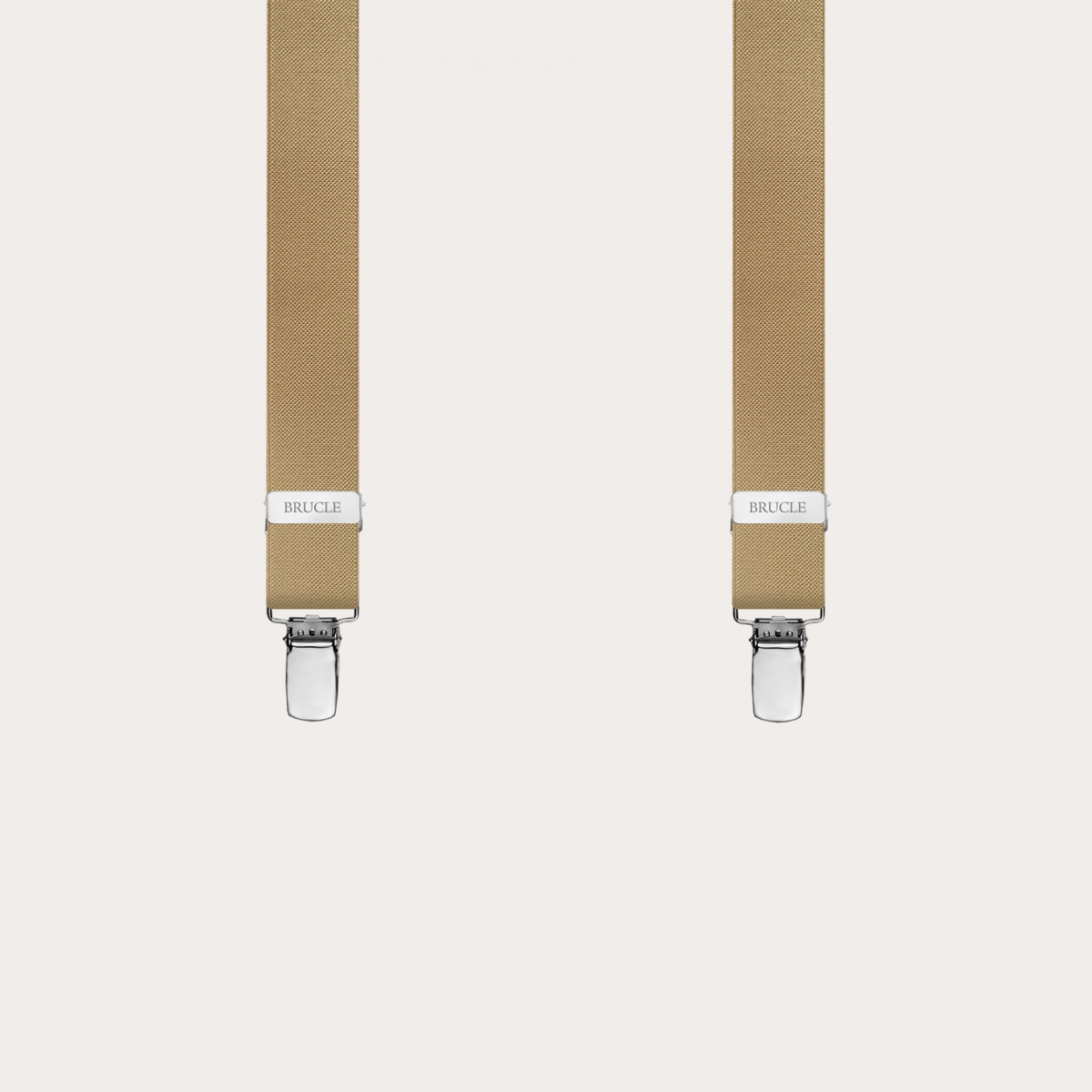 Clip-on Braces Elastic Y Suspenders beige