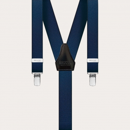 Clip-on Braces Elastic Y Suspenders blu