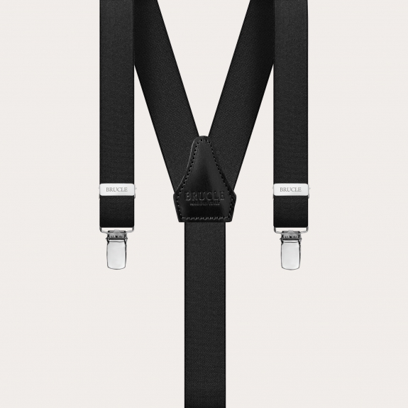 Clip-on Braces Elastic Y Suspenders black
