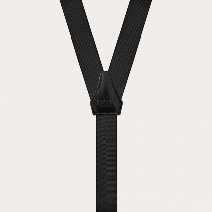 Skinny Y-shape elastic suspenders with clips, black