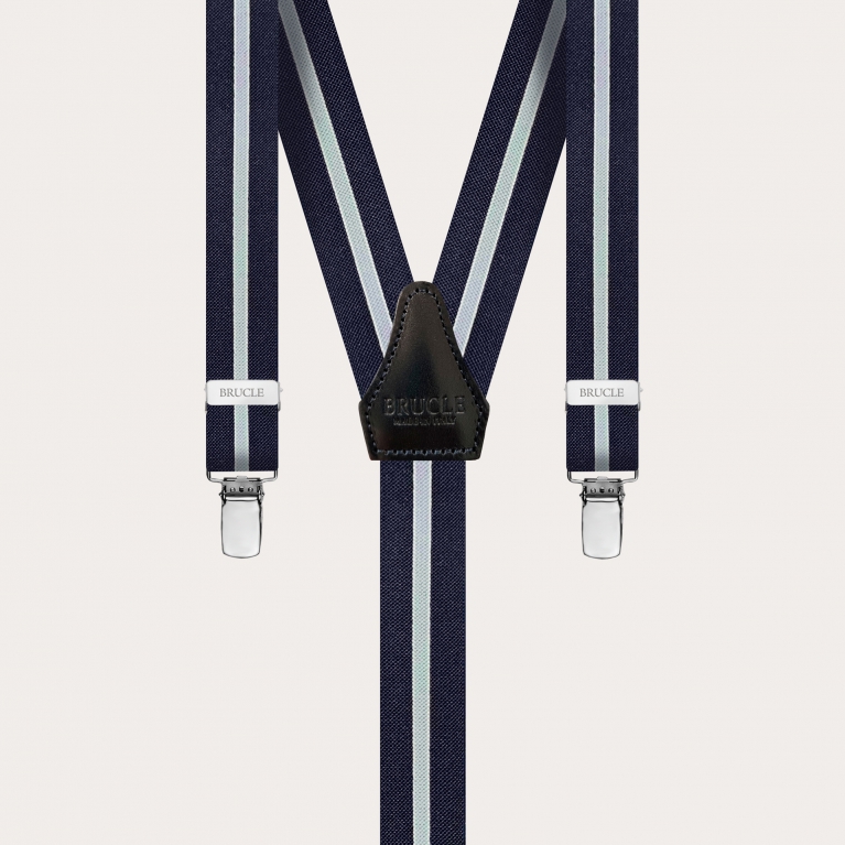 Bretelle strette a Y rigate blu