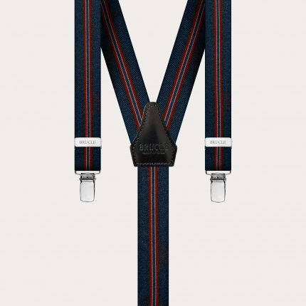 Bretelles fines unisex rayée bleu, forme Y