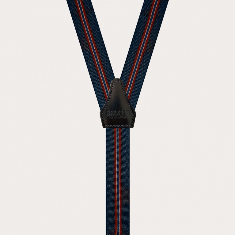 Bretelles fines unisex rayée bleu, forme Y