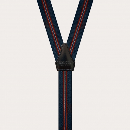 Bretelles fines unisex rayée bleu, forme Y