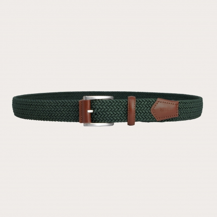 Braided elastic stretch belt, green