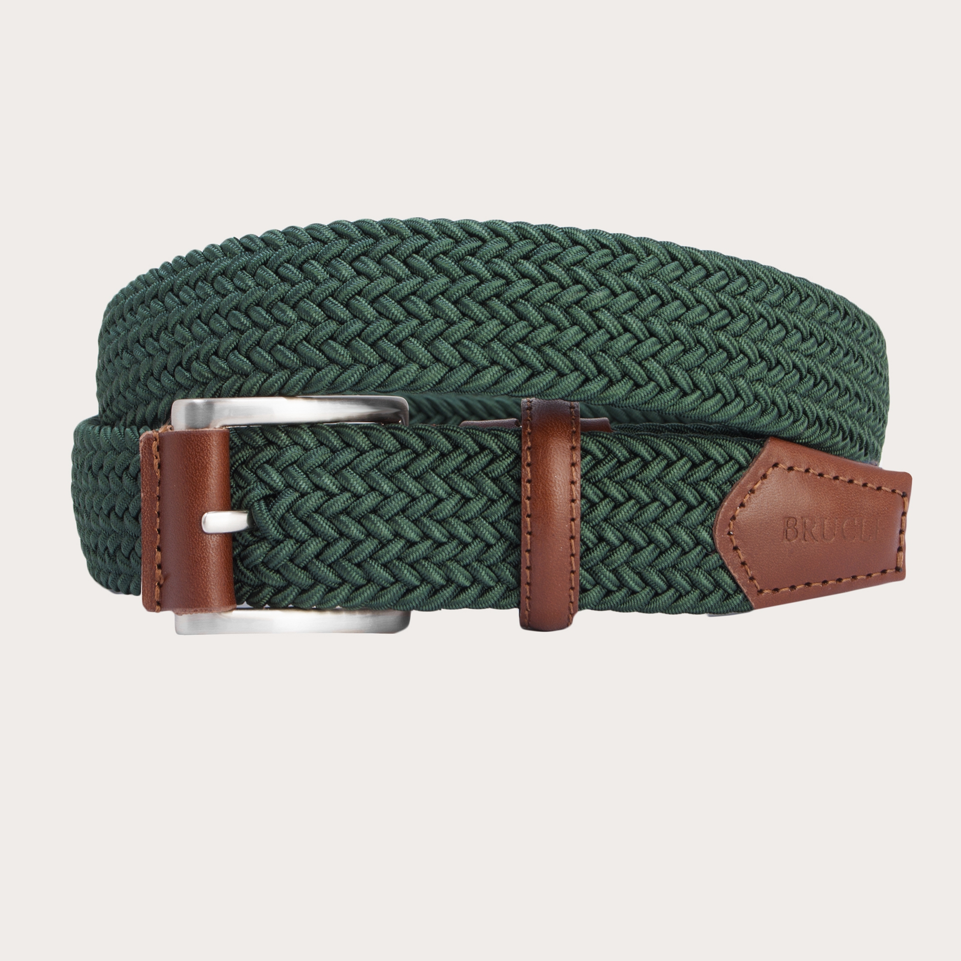BRUCLE Green elastic braided belt
