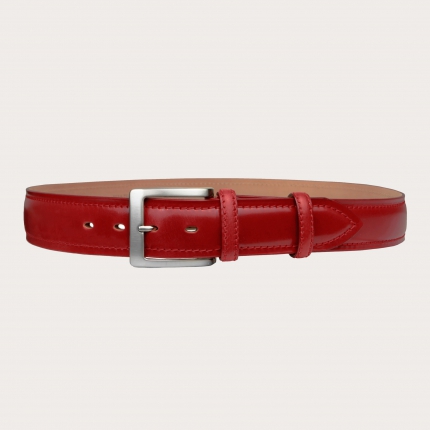 Genuine leather belt, red