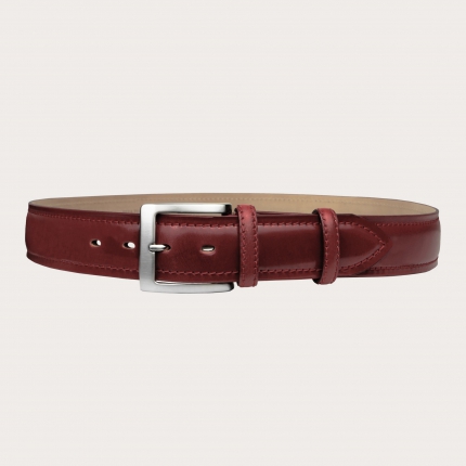 Genuine leather belt, burgundy