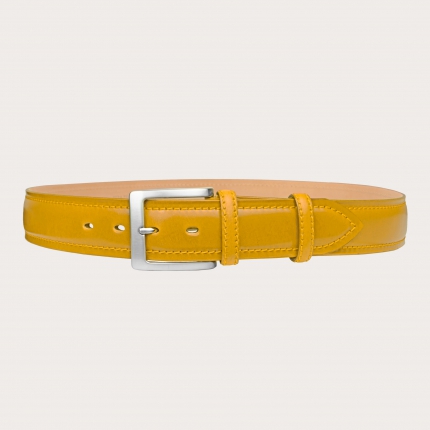 Cinturón de hombre amarillo en cuero florentino