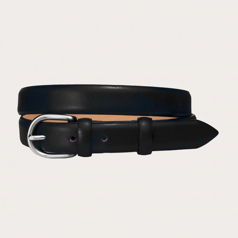 Women's belt in black Florentine leather