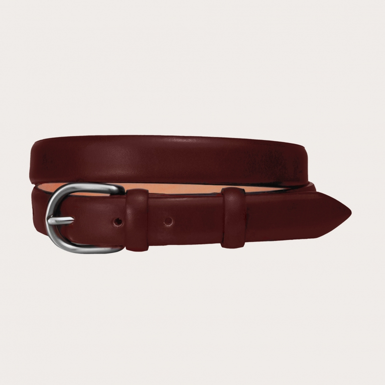 Genuine leather belt, burgundy