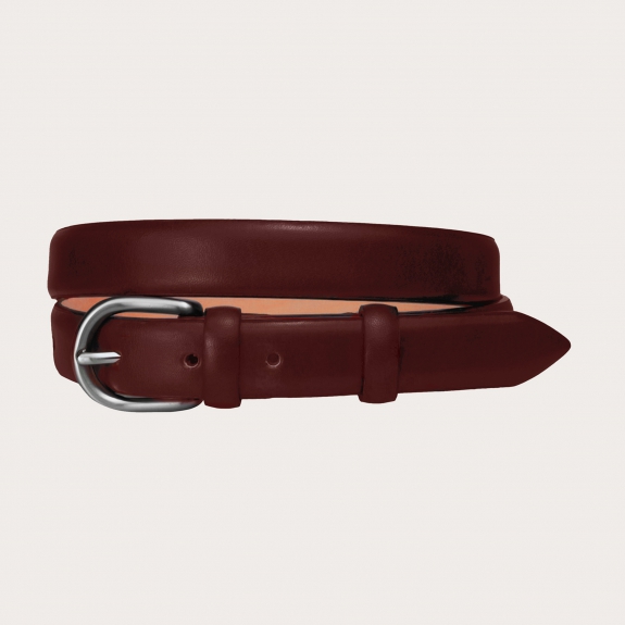 BRUCLE Women's belt in burgundy Florentine leather