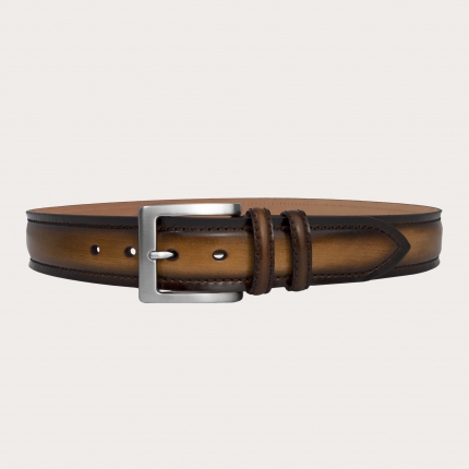 Hand buffered belt brown handmade in italy
