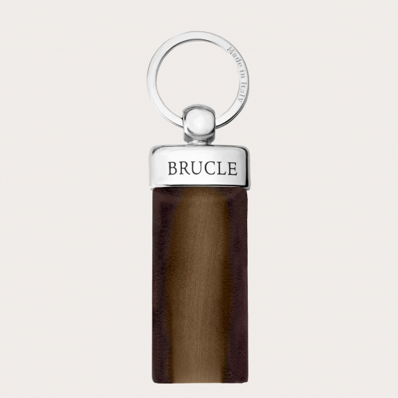 Schlüsselanhänger aus handkoloriertem und handschattiertem Leder, Tabak und Braun